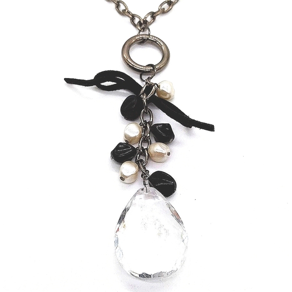 NEW CHICO'S Faux Stone / Pearl Statement Pendant Necklace - Picture 3 of 5